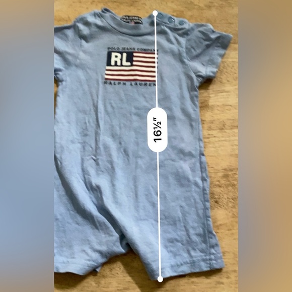Vintage Polo Jeans Co RL‎ Infant Sz S (3-6m) Blue Cotton Jersey Shortall - Picture 7 of 11